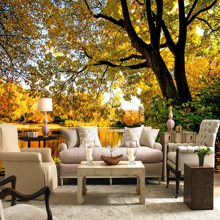 Tranh Dán Tường Phong Cảnh Mùa Thu Lá Vàng Tranh Dán Tường Phong Cảnh Mùa Thu Lá Vàng