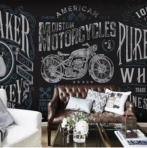 Tranh Dán Tường Phong Cách Retro Bảng Đen Hình Xe Máy Tranh Dán Tường Phong Cách Retro Bảng Đen Hình Xe Máy